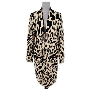 Chico's Black and Cream Animal Leopard Print Long Sweater Size 1
